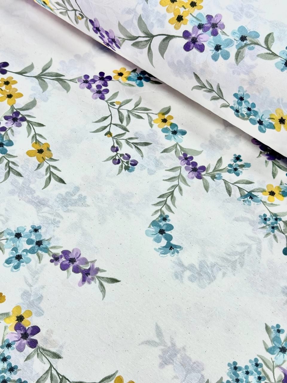 Yeşil Sarmaşık Desenli Nevresimlik Poplin Kumaş