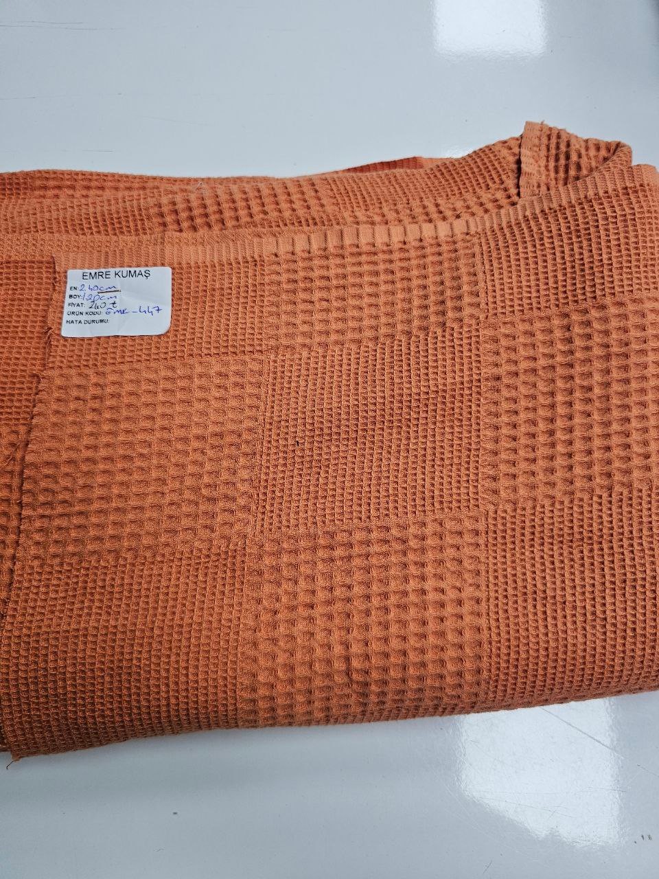 Turuncu Renk Waffle Pike Kumaşı
