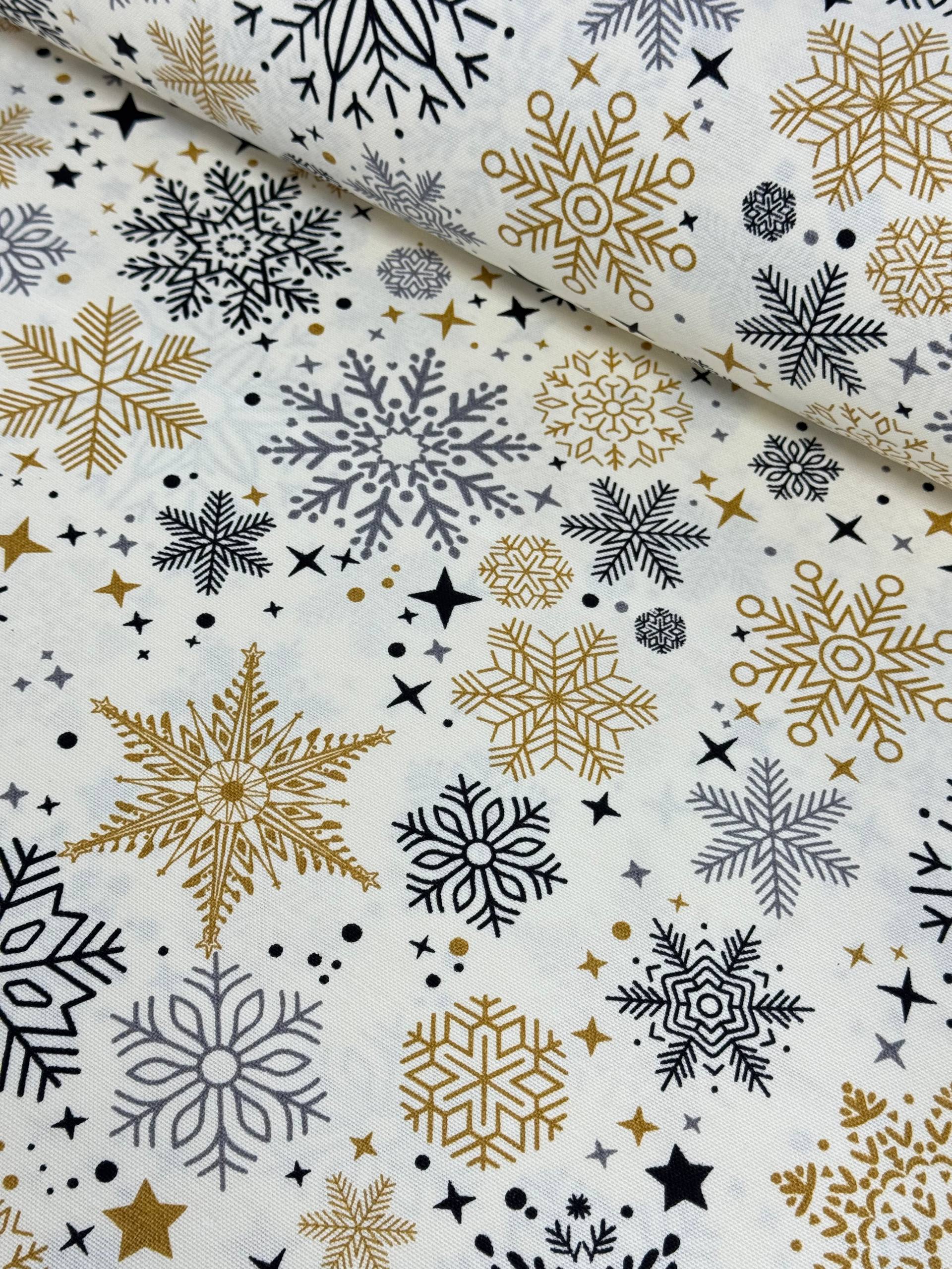 Snowflake Patterned Duck Fabric - Duck Cloth