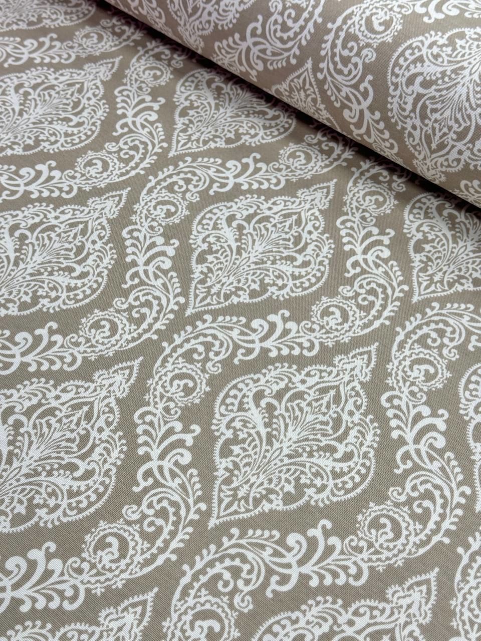 قماش بط بنقشة دمشقية كابتشينو - قماش بط