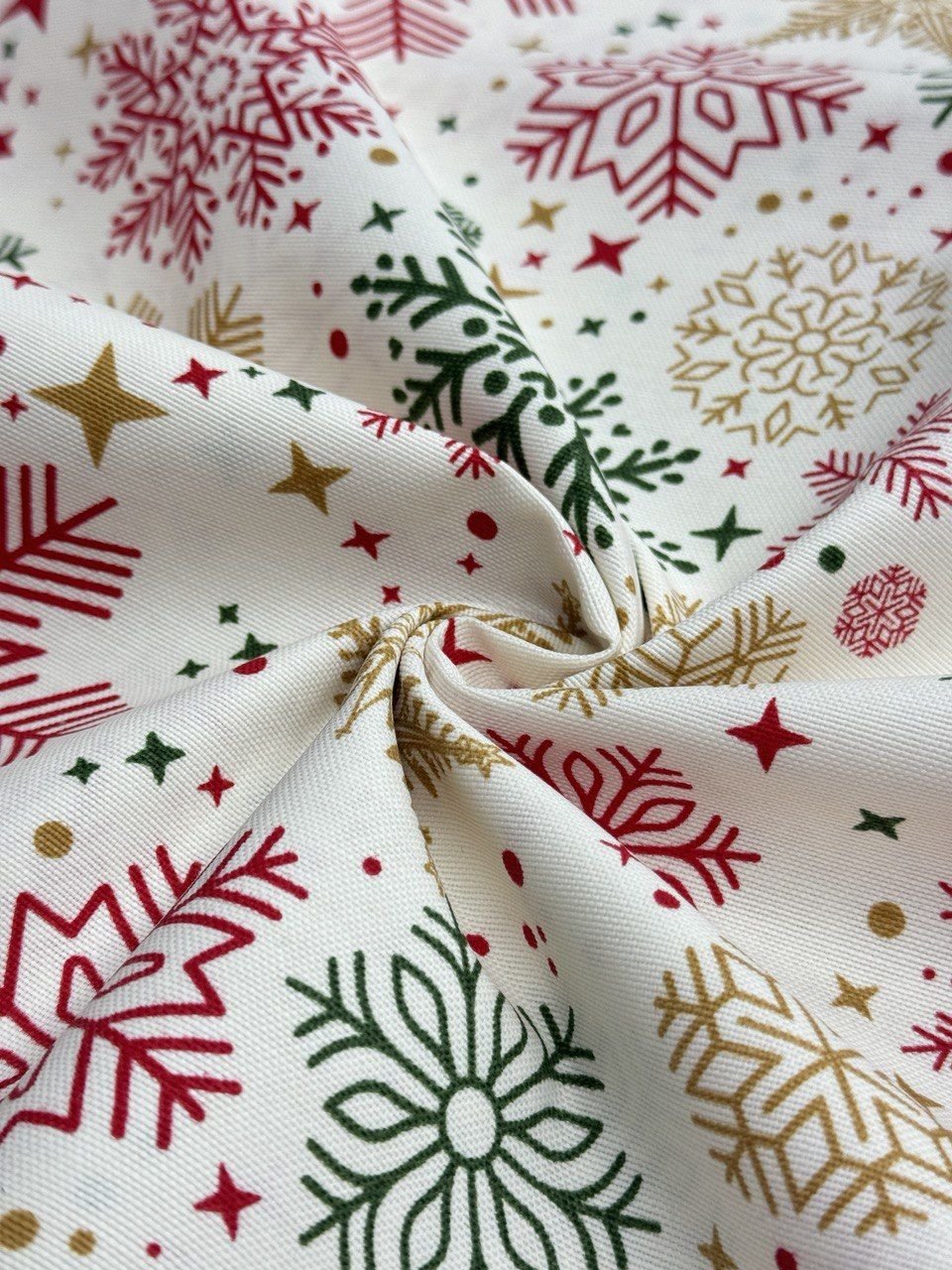 Snowflake Patterned Duck Fabric - Duck Cloth