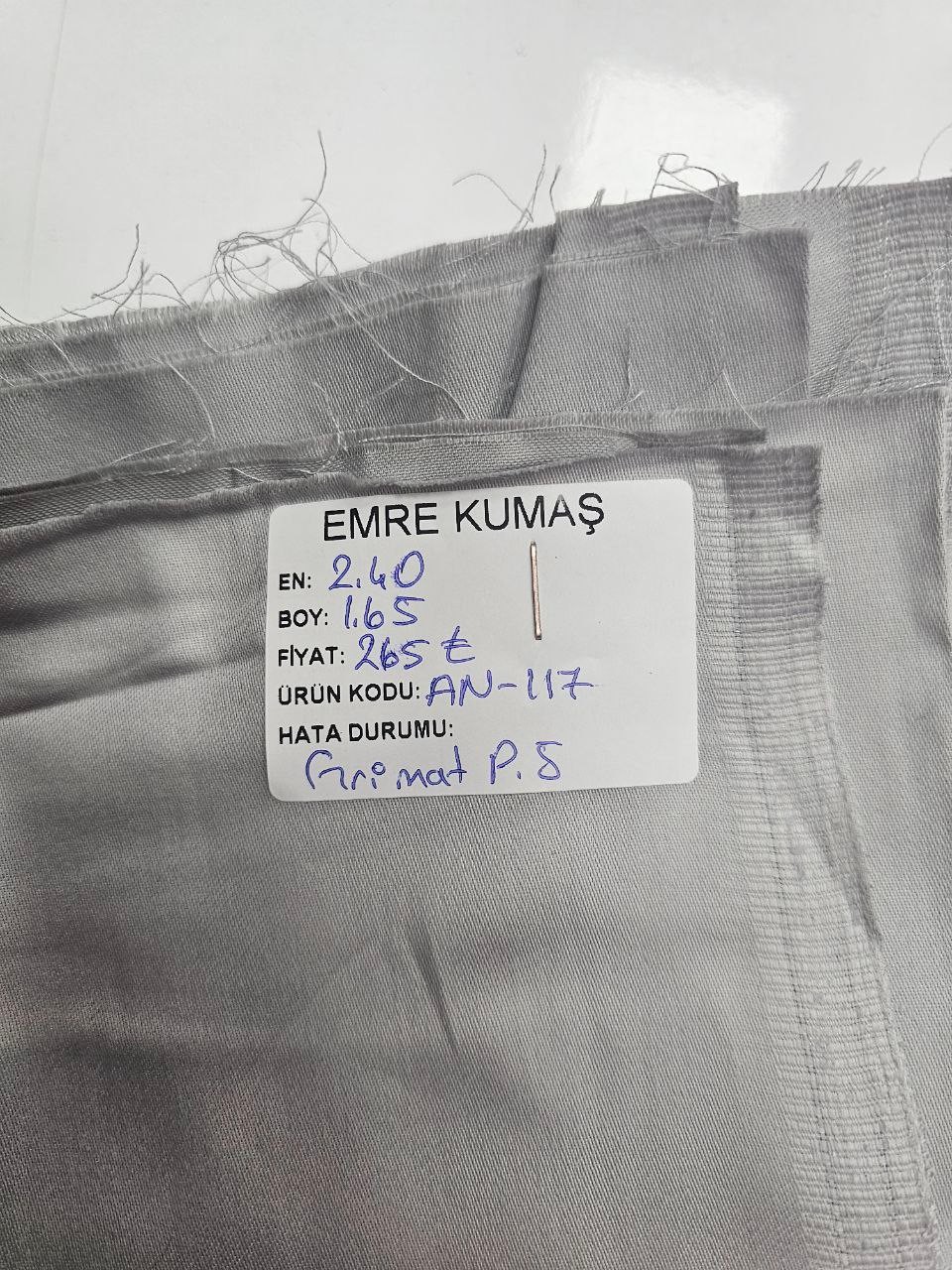 Gri Renk Mat Pamuk Saten Kumaş