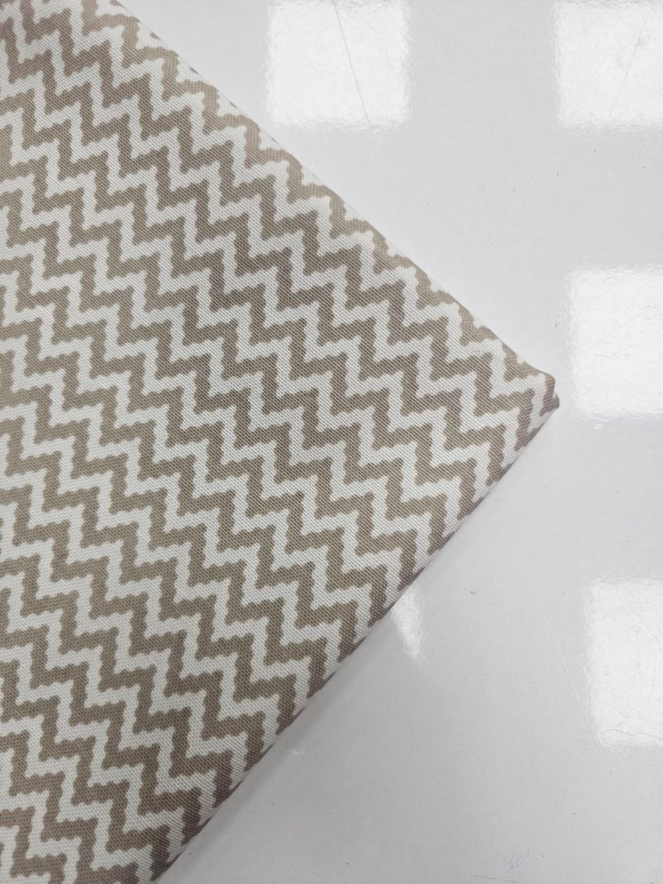 Kapuçino Zigzag Desenli Duck Kumaş