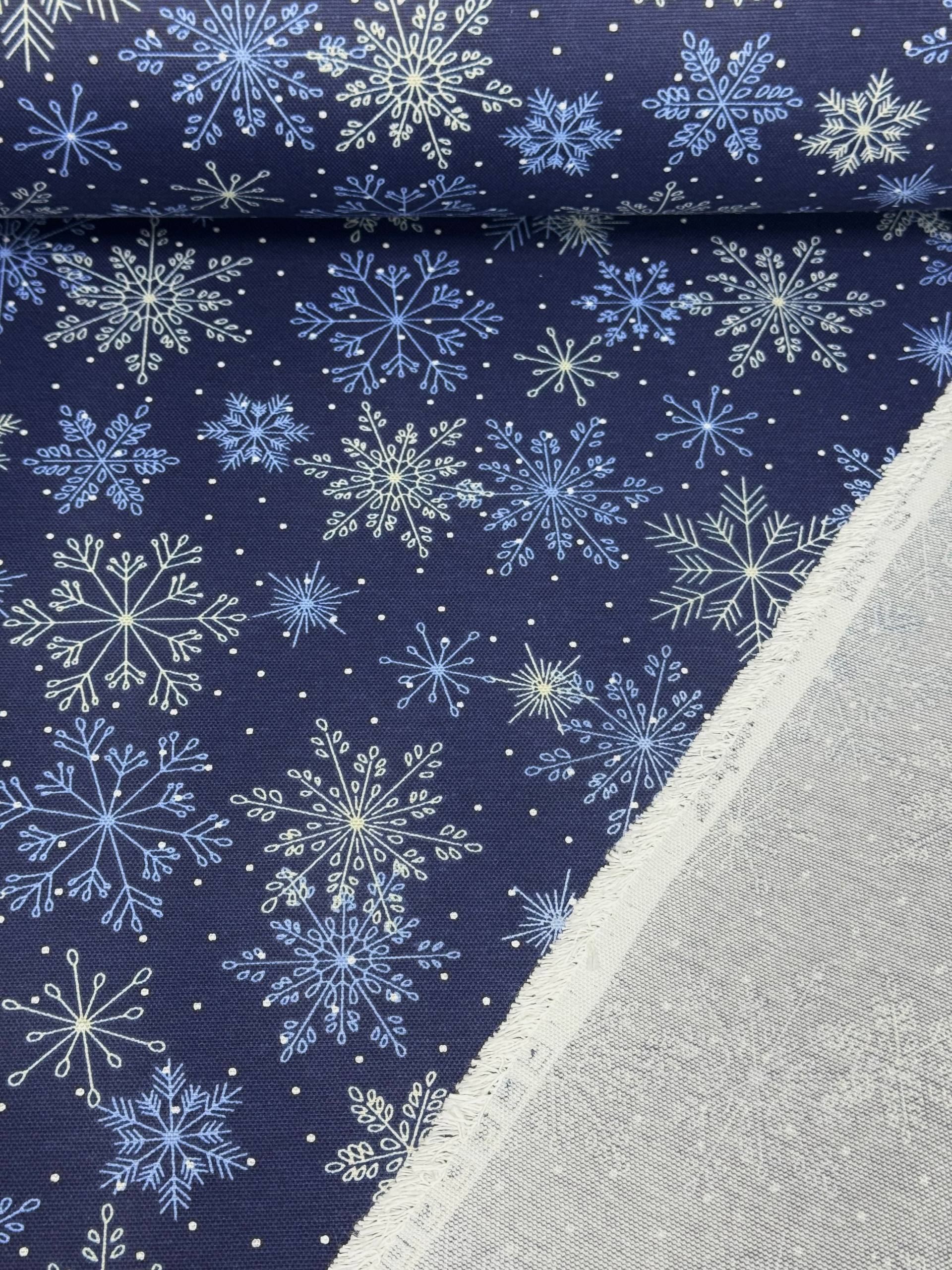 Kar Tanesi Desenli Duck Kumaş - Duck Bezi