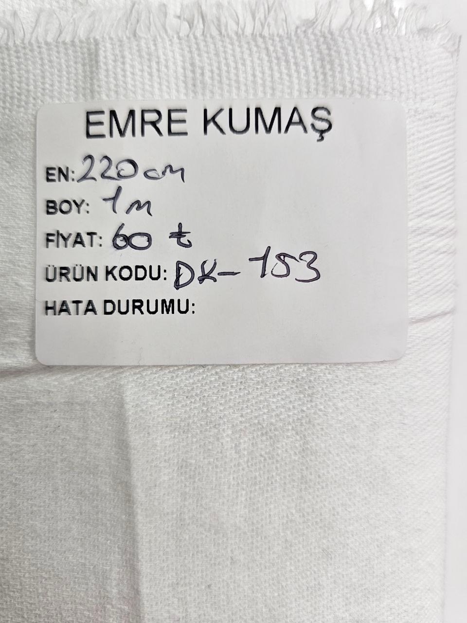 Beyaz Renk Astarlık Kumaş