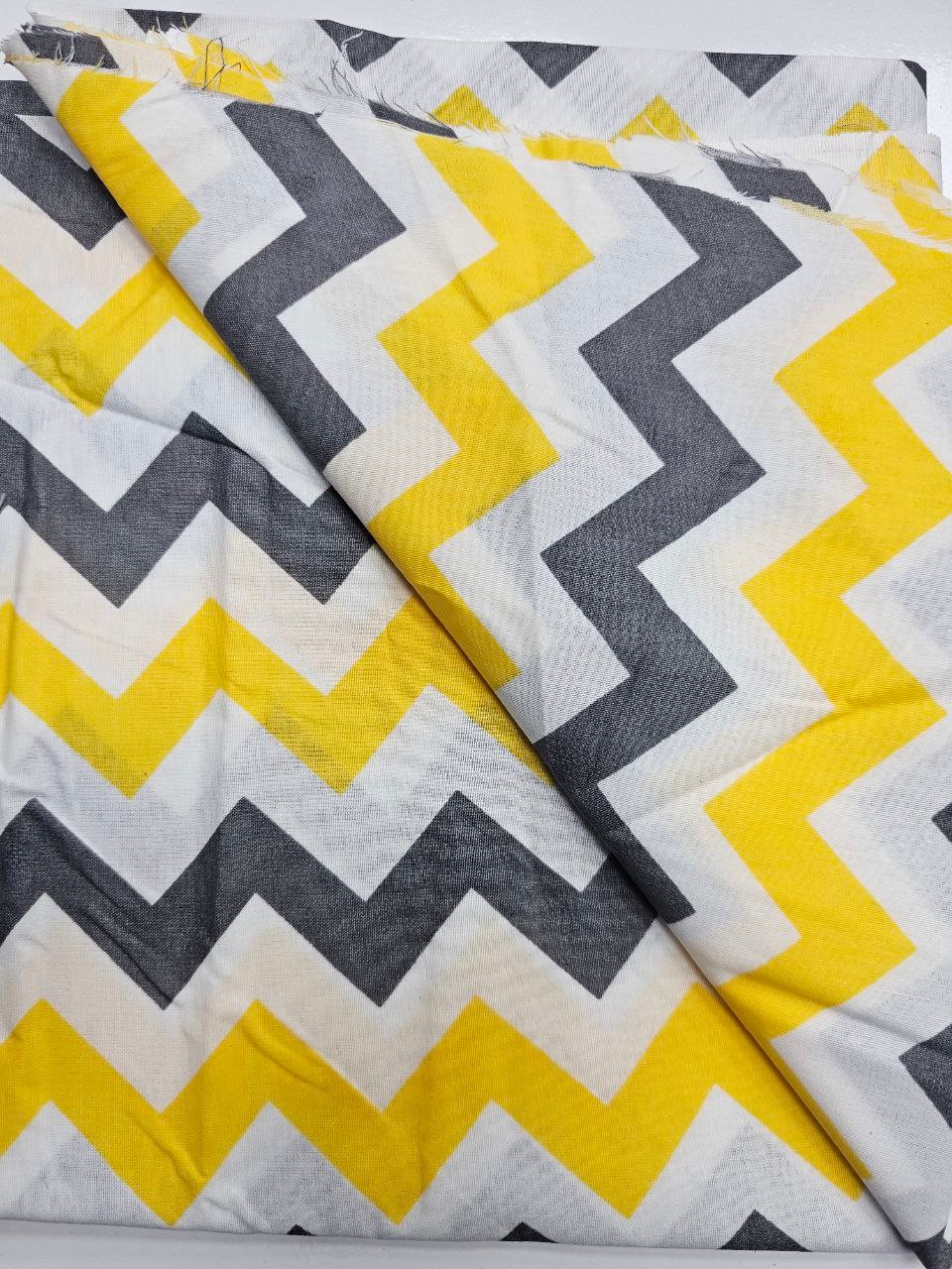 Sarı Zigzag Desenli Nevresimlik Poplin Kumaş