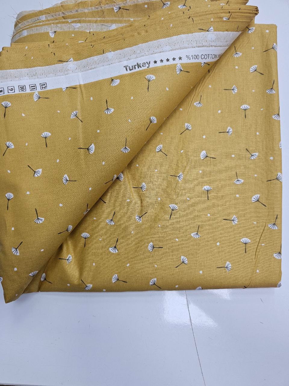 Hardal Sarı Karahindiba Desenli Nevresimlik Poplin Kumaş
