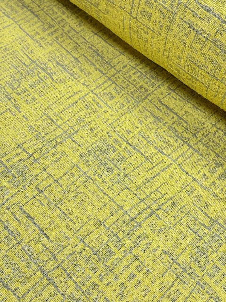 Yellow Gray Striped Linen Upholstery Fabric