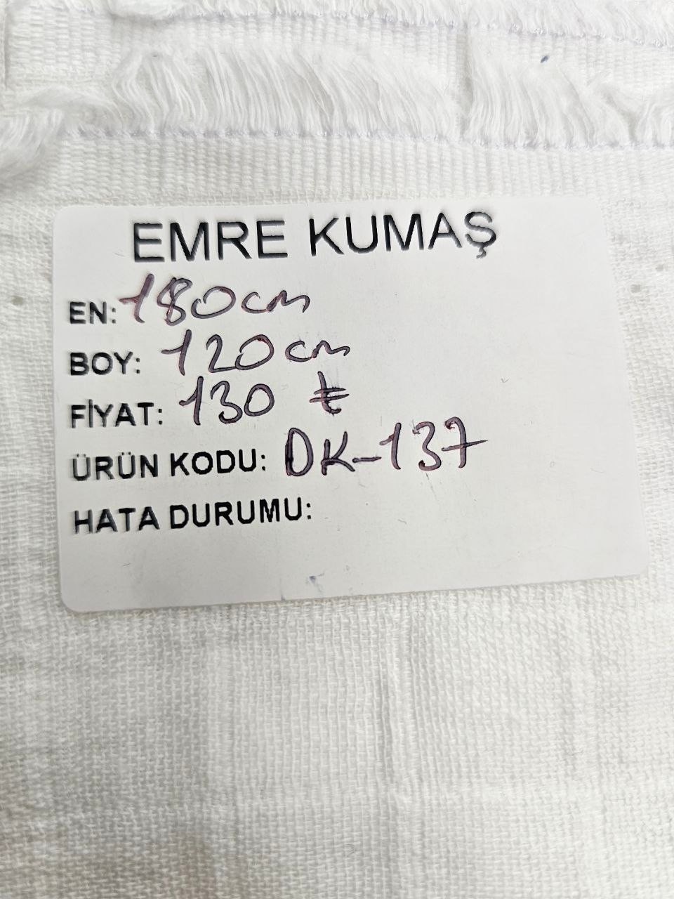 Beyaz Renk Müslin Bezi Kumaşı