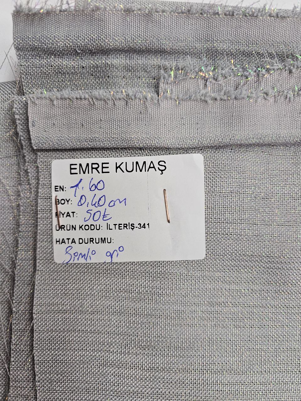 Gri Renk Simli Gardenya Kumaş