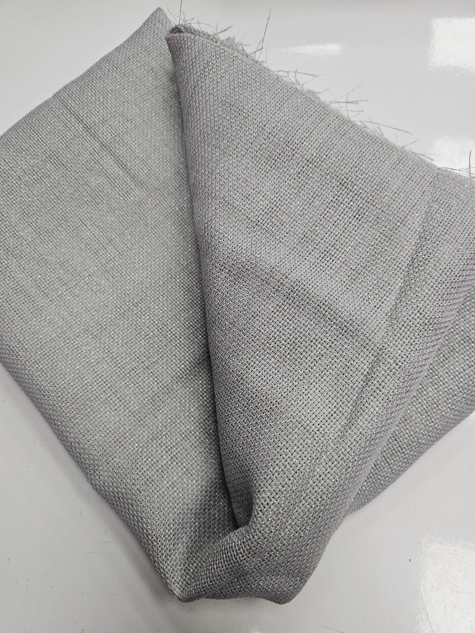 Gri Renk Simli Linen Kumaş