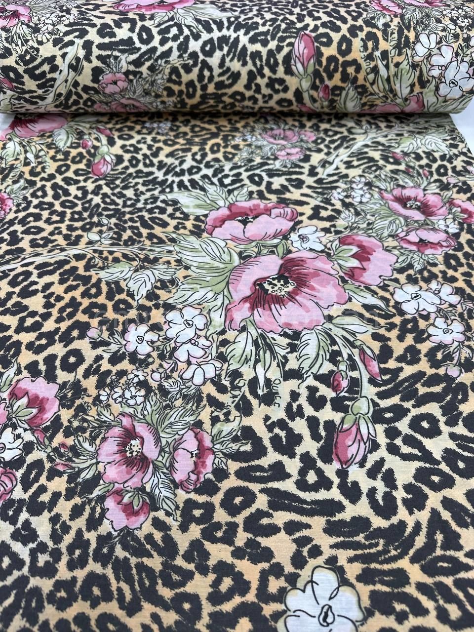 Leopar Desenli Nevresimlik Poplin Kumaş