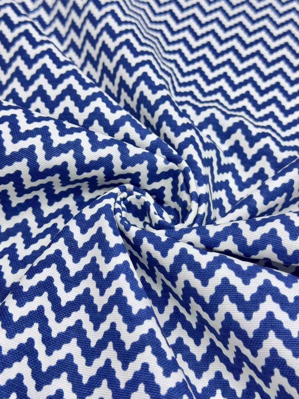 İndigo Zigzag Desen Duck Kumaş - Duck Bezi