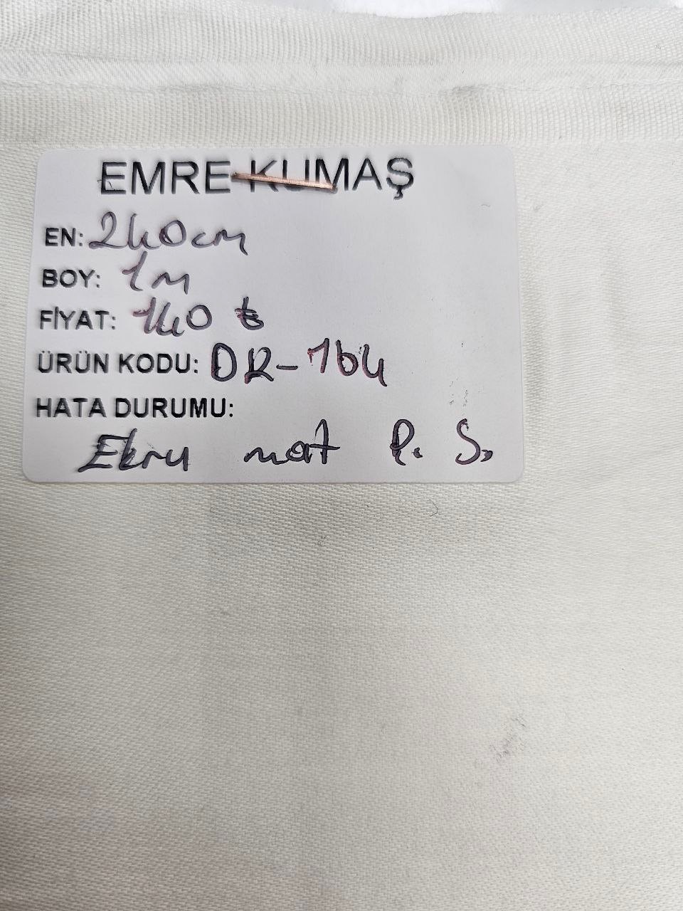 Ekru Mat Pamuk Saten Kumaş