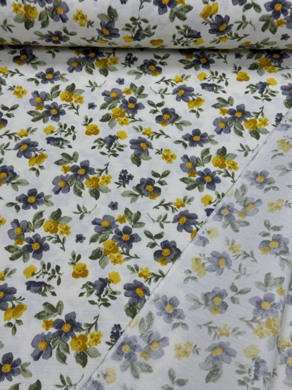 قماش بطة منقوش بزهرة صغيرة صفراء - قماش بطة