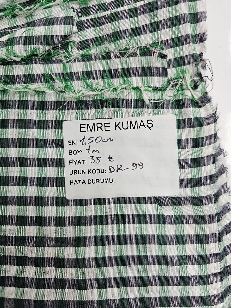 Yeşil Kareli Zefir Kumaş