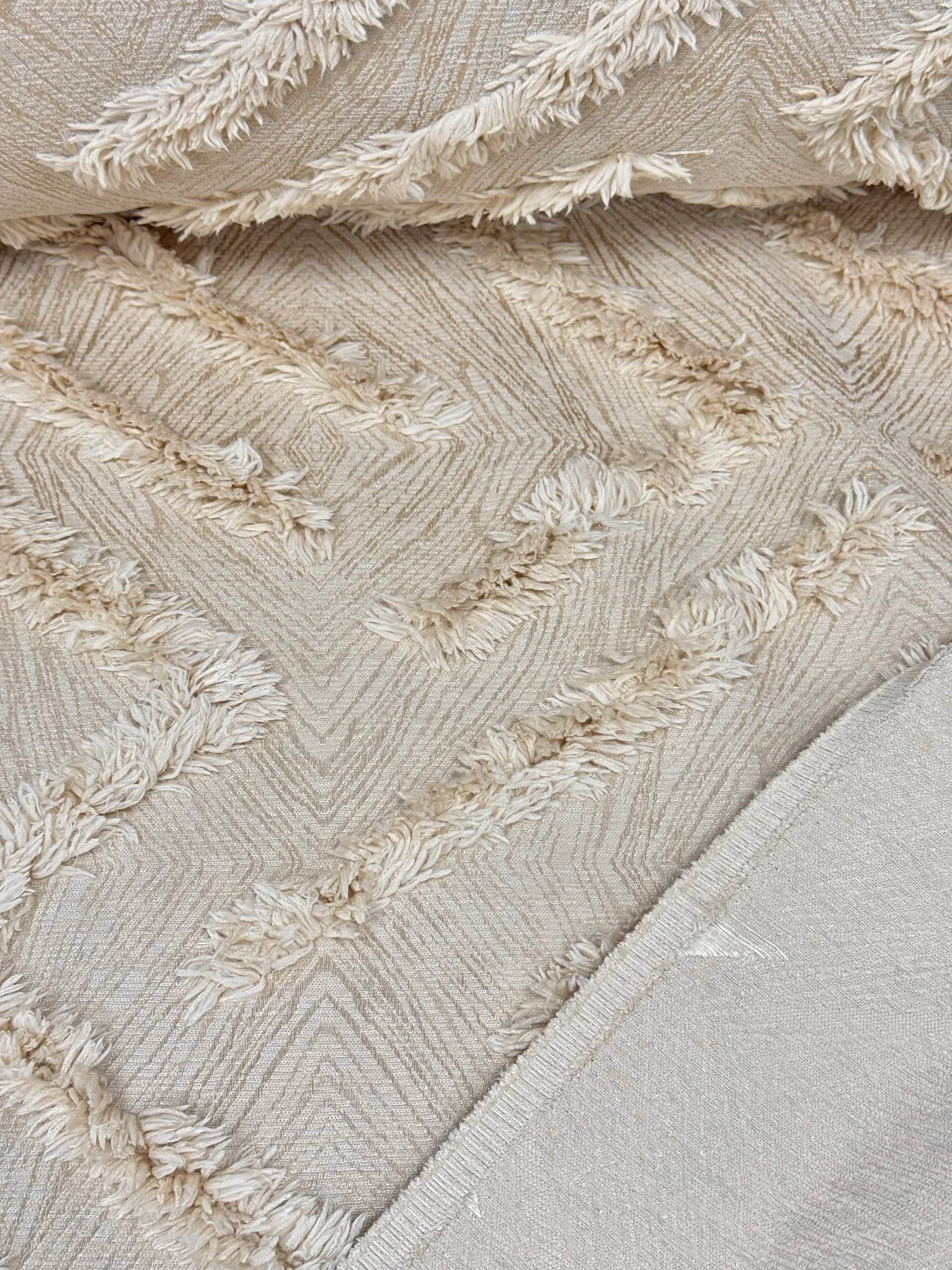 Ecru Zigzag Pattern Embroidered Hera Pique