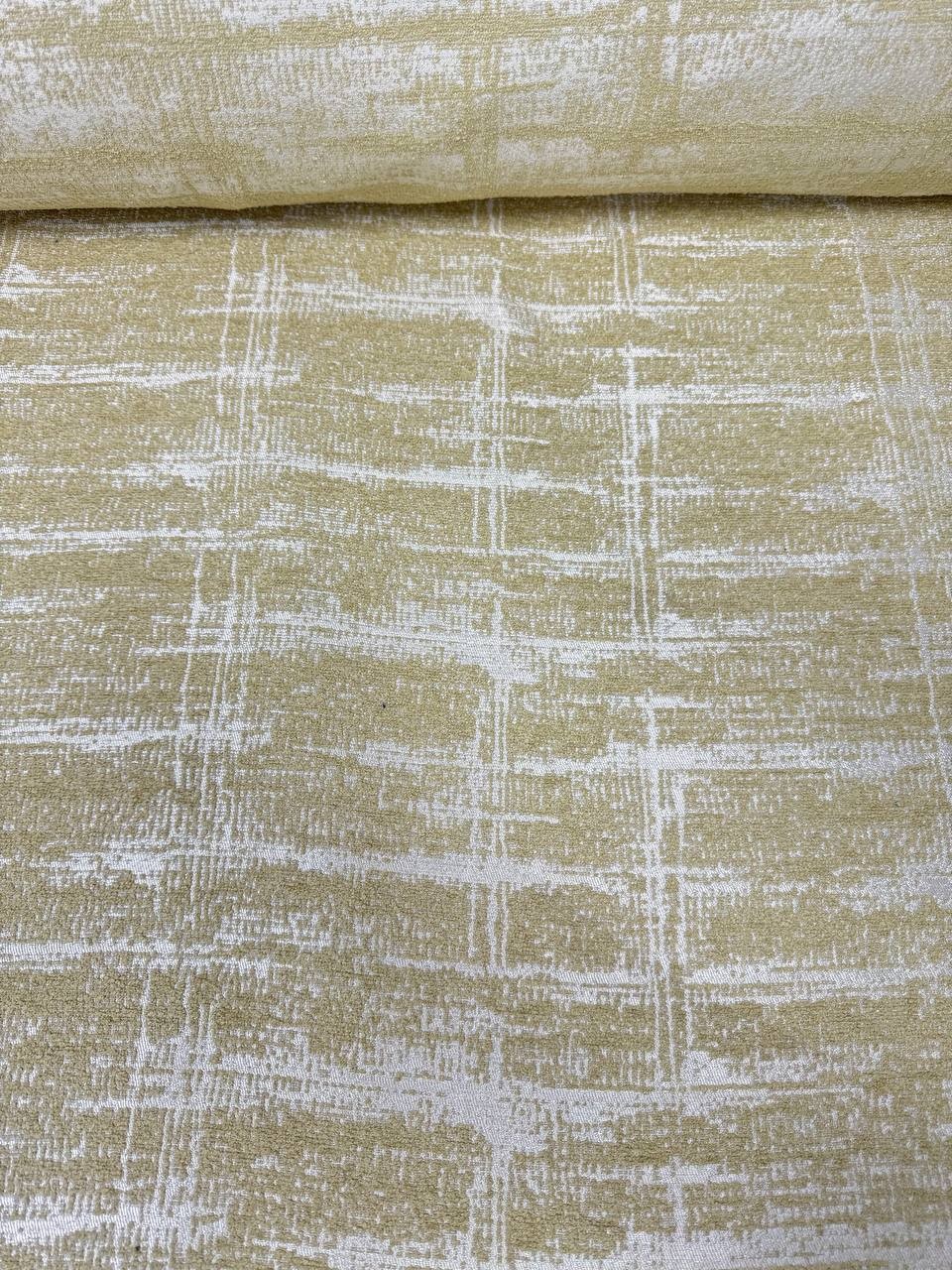 Keten Döşemelik Kumaş - Sarı Desenli