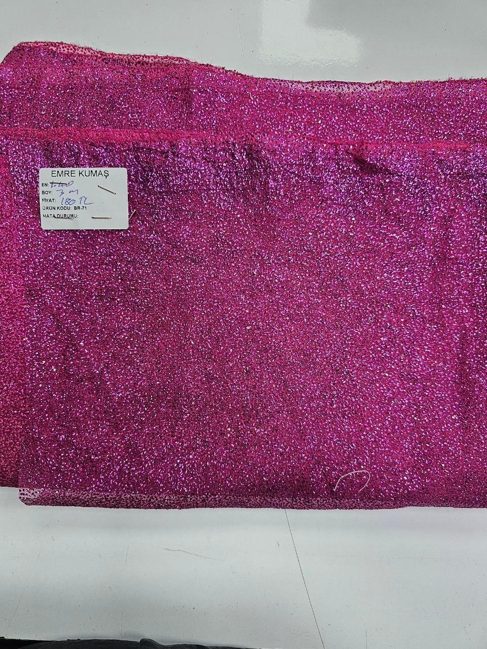 Pembe Simli Tül Kumaş