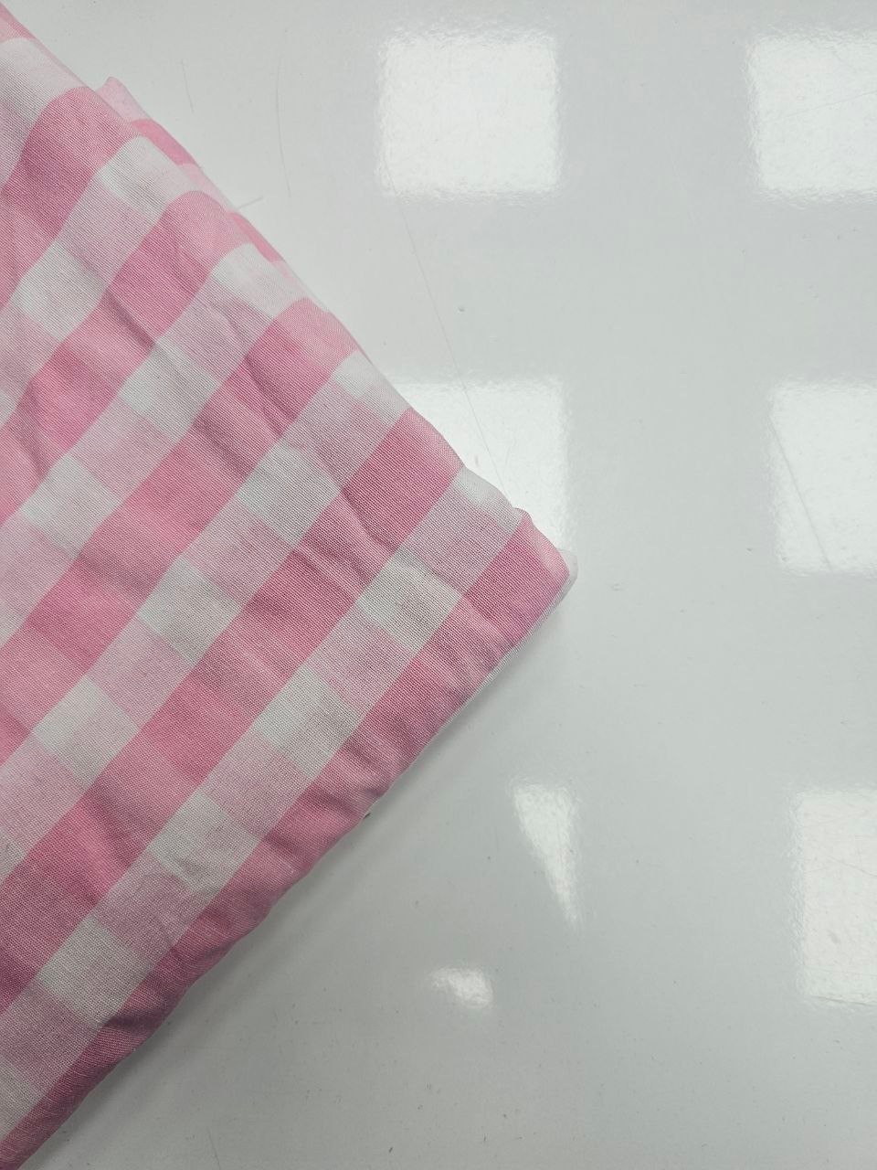 Pembe Kareli Zefir Kumaş