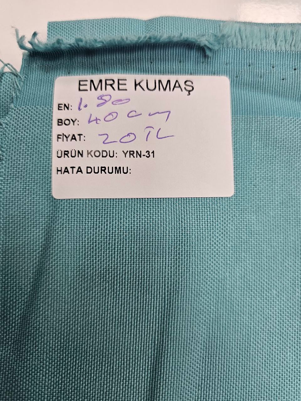 Turkuaz Renk Duck Kumaş