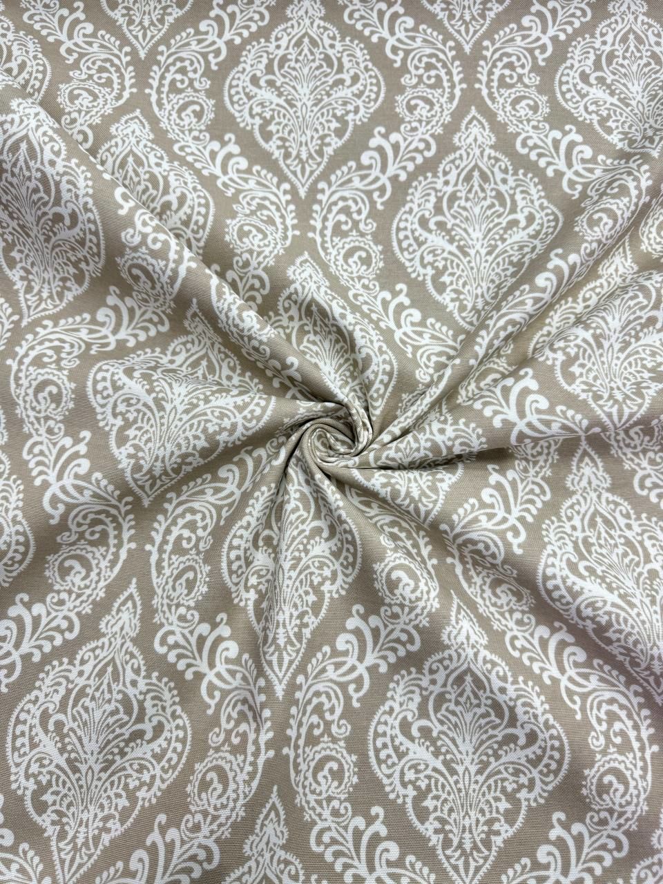 قماش بط بنقشة دمشقية كابتشينو - قماش بط