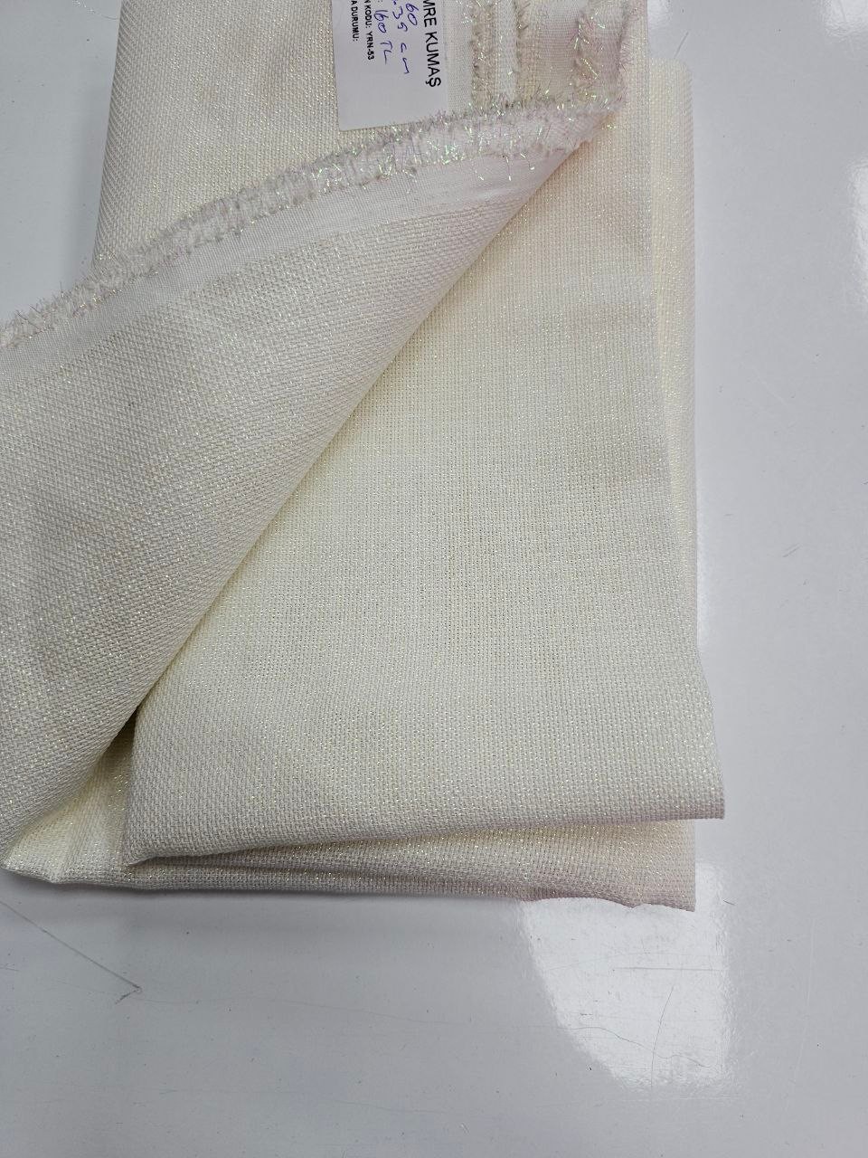 Krem Simli Linen Kumaş
