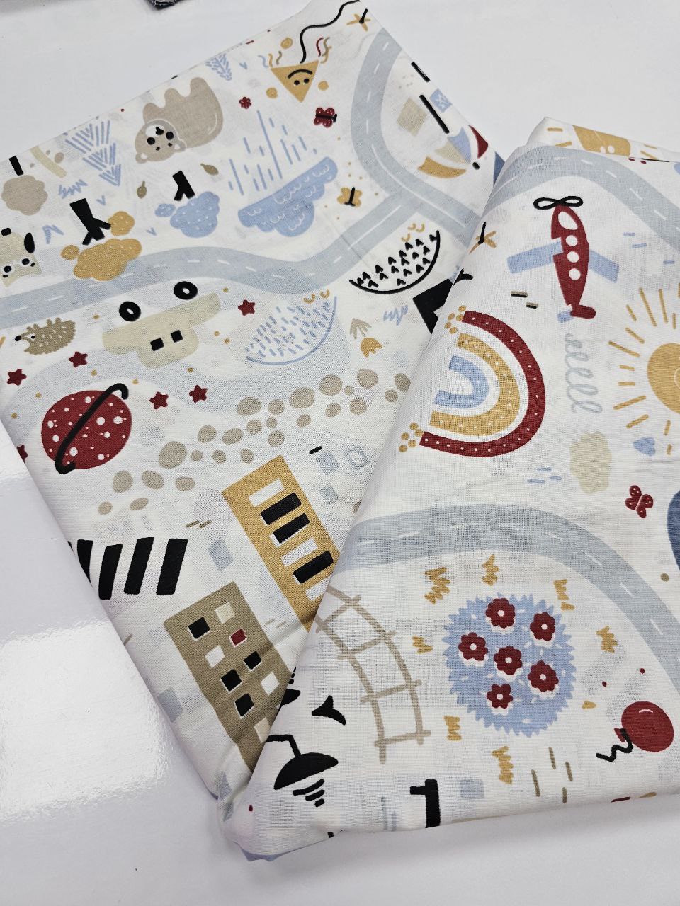 Mini City Patterned Duvet Cover Poplin Fabric