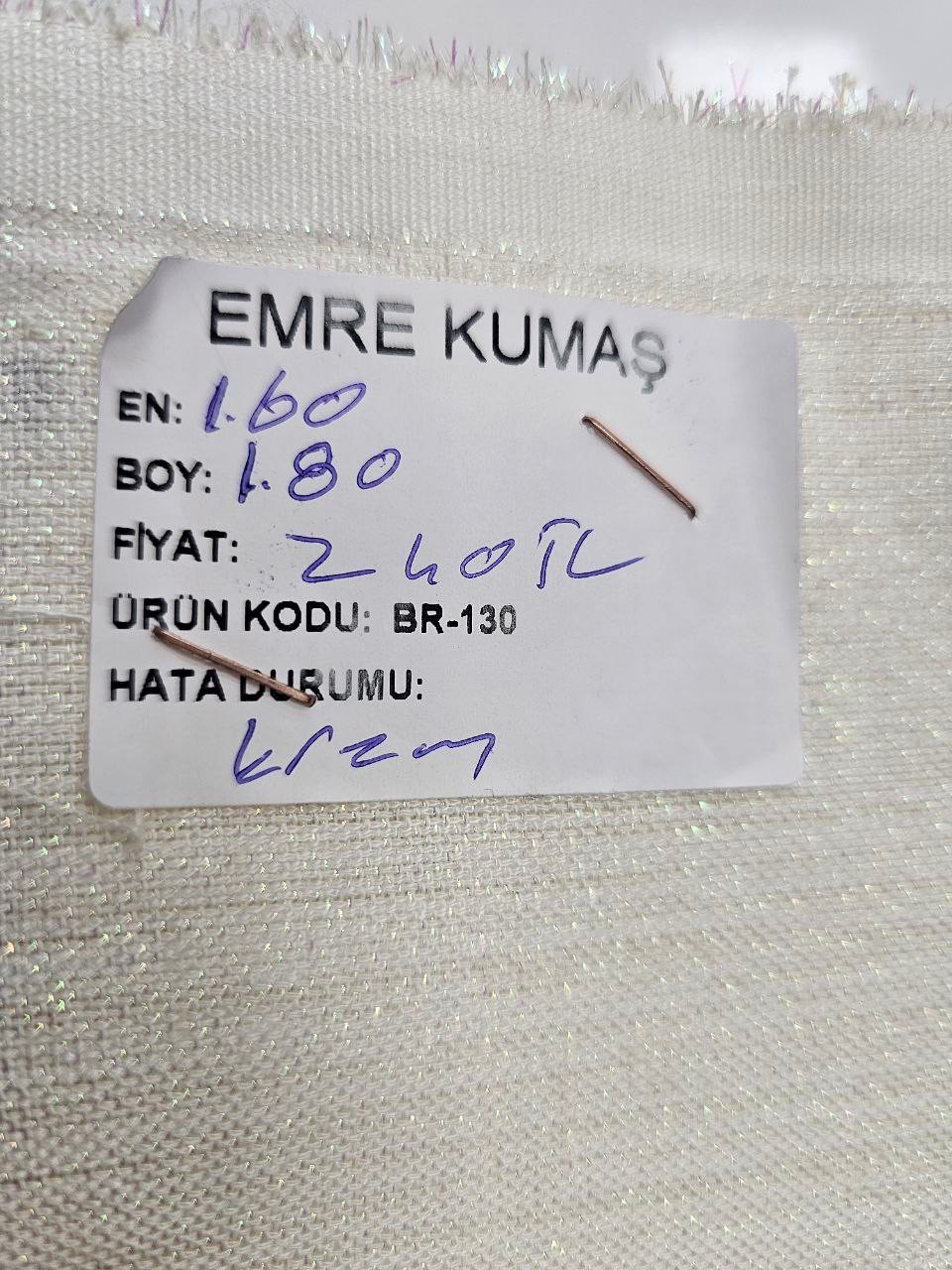 Krem Renk Simli Gardenya Kumaş