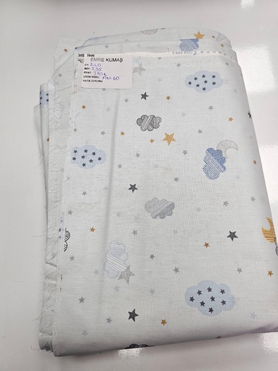 Mini Bulutlar Desenli Nevresimlik Poplin Kumaş