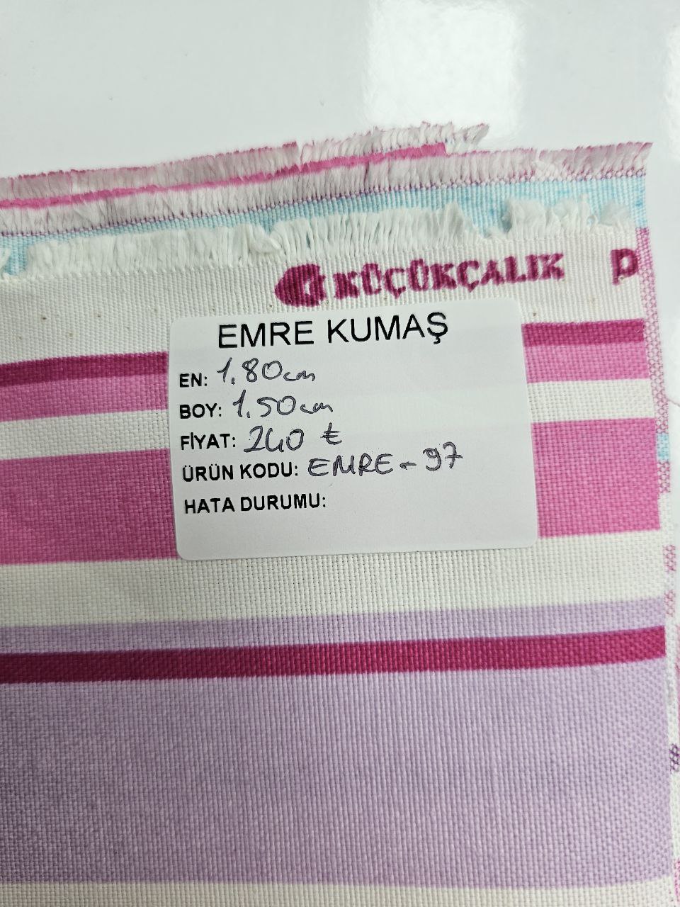 Pink Blue Striped Duck Fabric