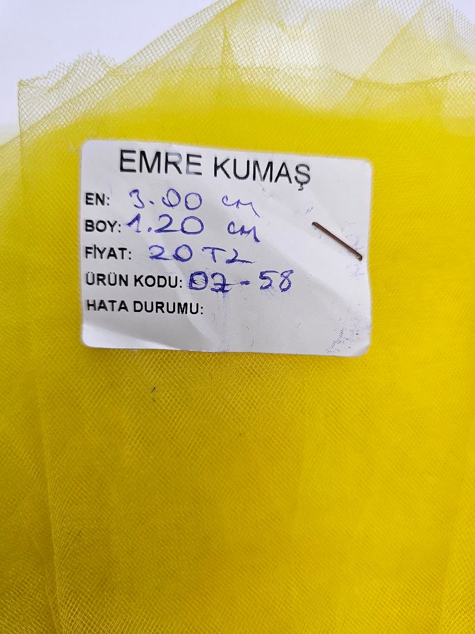 Sarı Renk Hayal Tül Kumaş