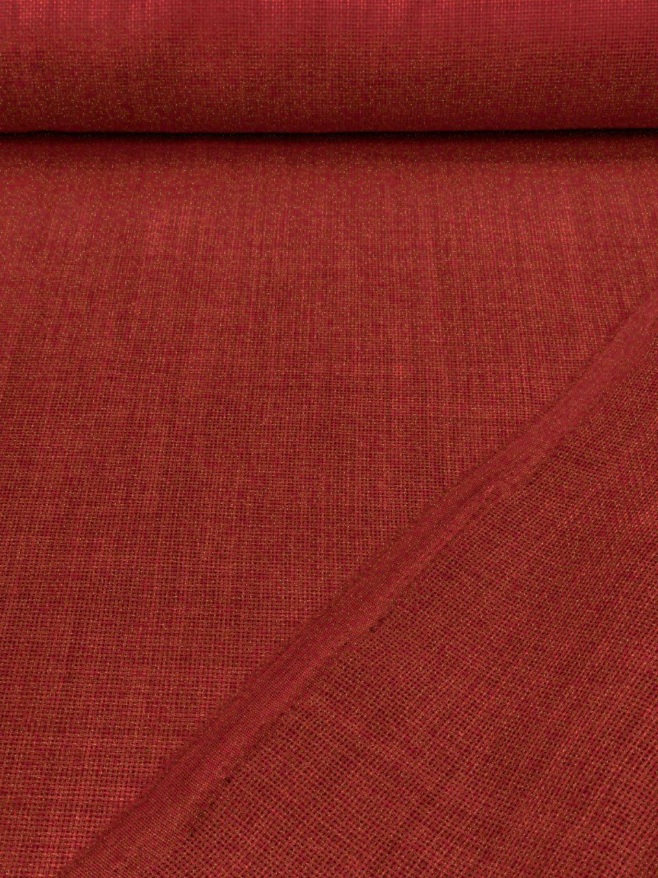 Kırmızı Simli Linen Kumaş
