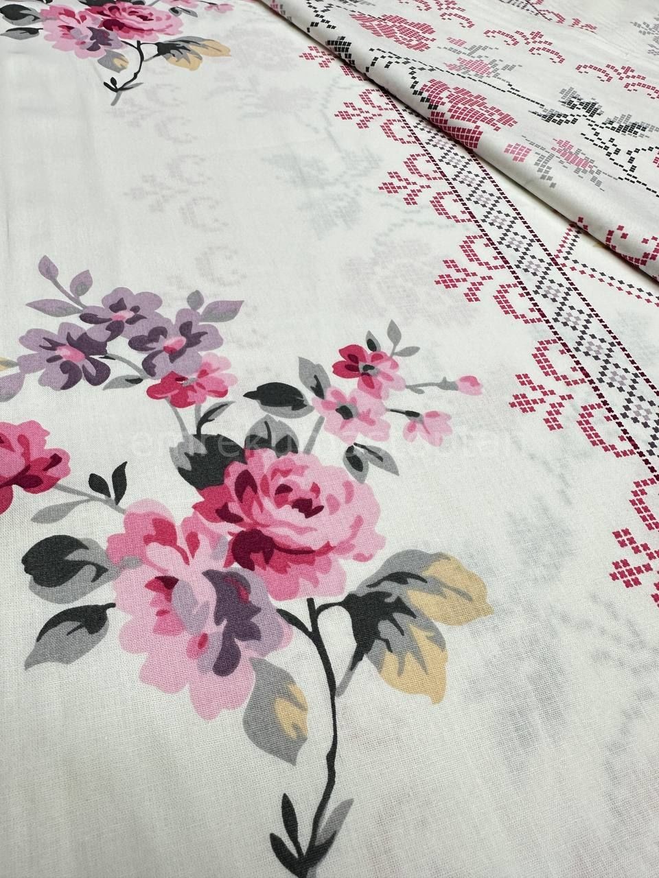 Kaneviçe Desen Nevresimlik Poplin Kumaş