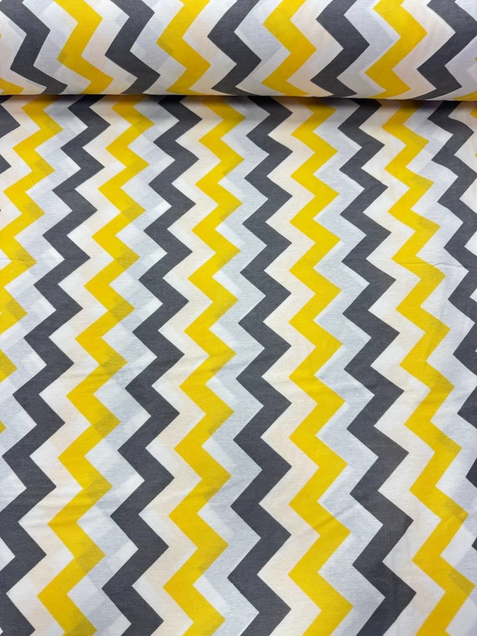 Sarı Gri Zigzag Desenli Nevresim Kumaş