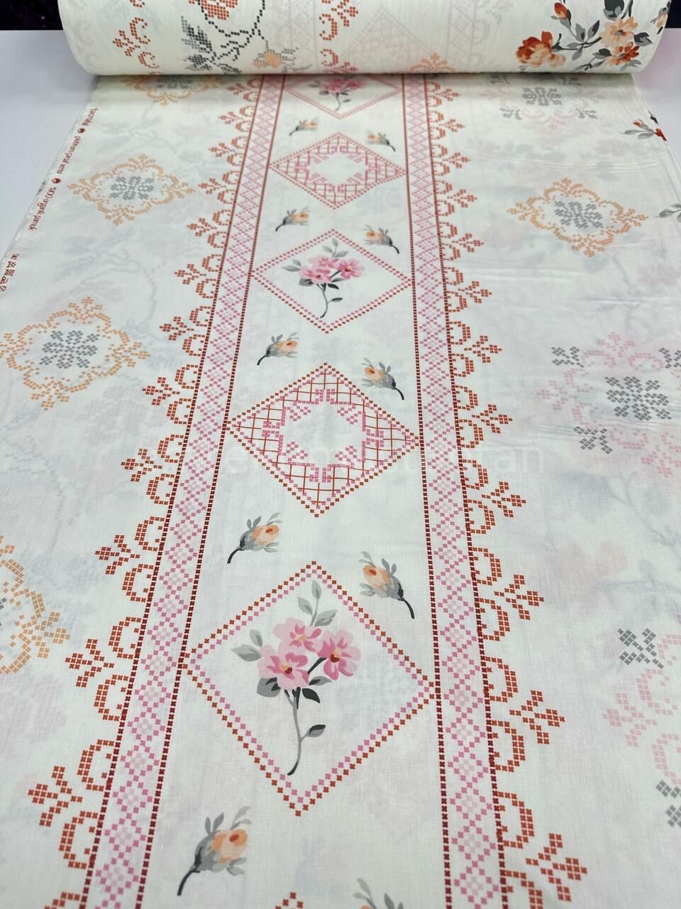 Kaneviçe Desen Nevresimlik Poplin Kumaş