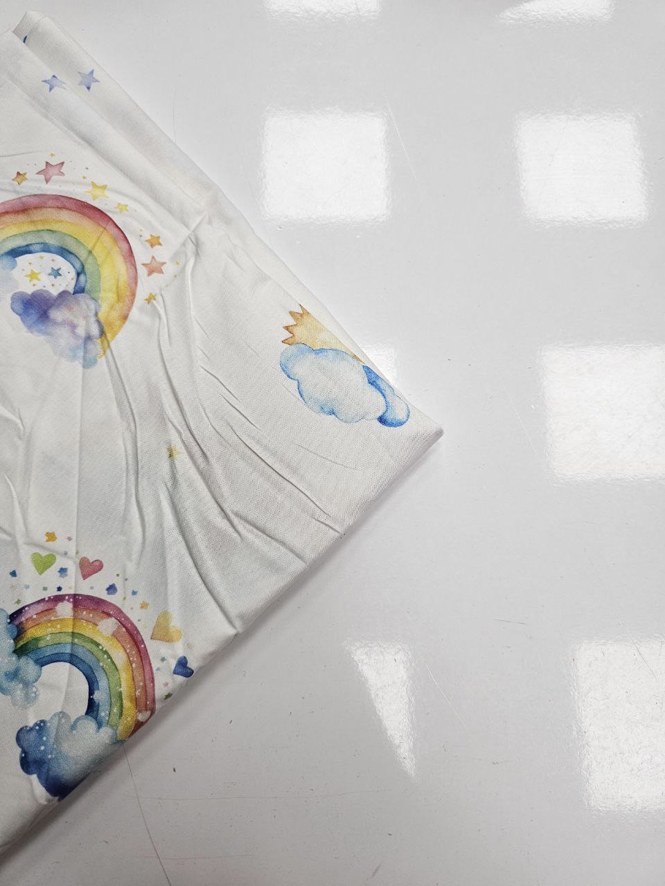 Gökkuşağı Desenli Nevresimlik Poplin Kumaş