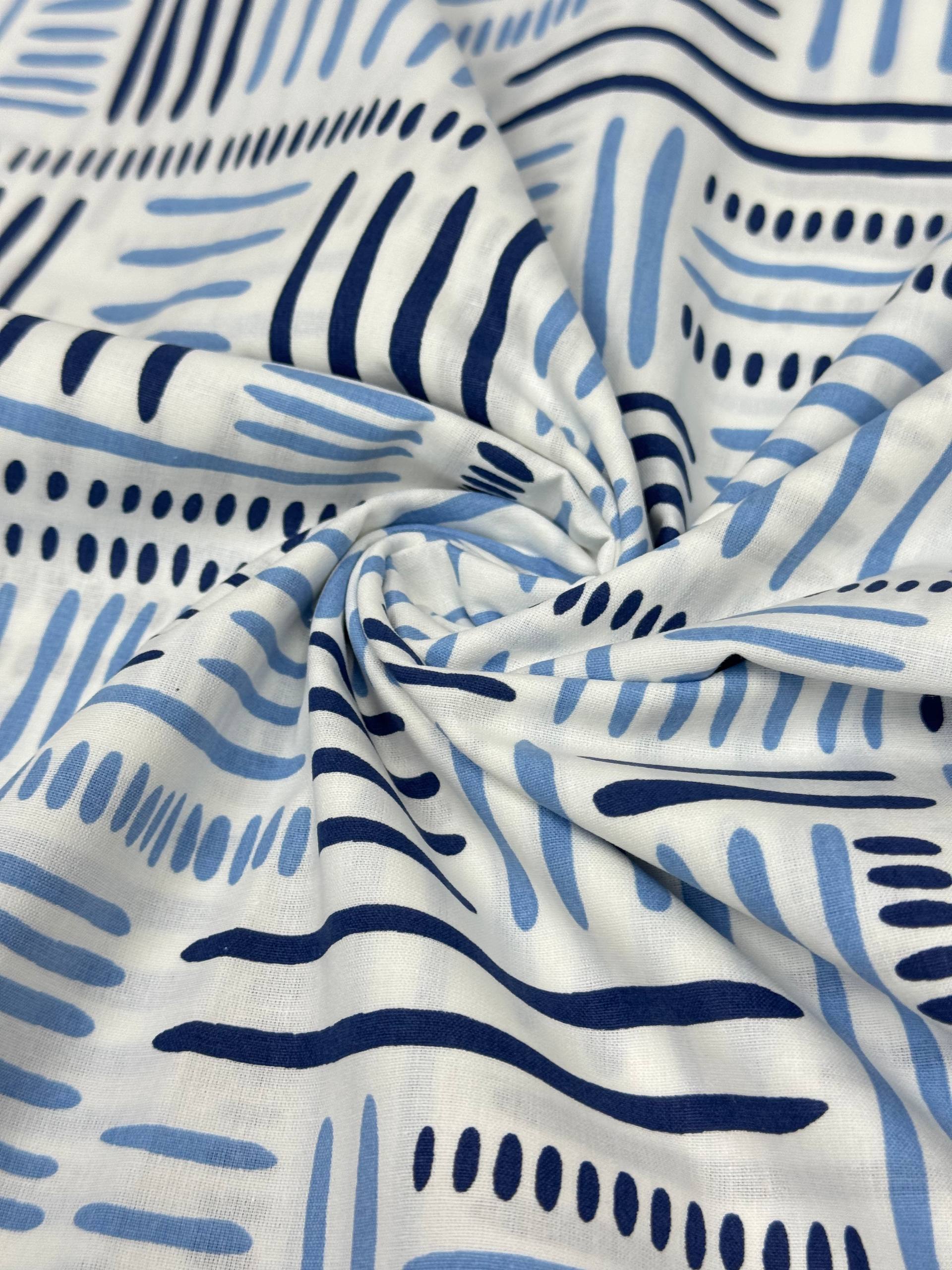 Premier Dalgalı Çizgiler Desen %100 Pamuk Nevresimlik Poplin Kumaş