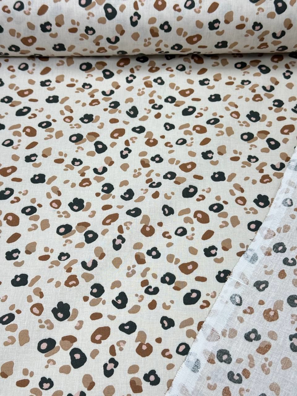 Kahverengi Minik Çakıl Desenli İthal Poplin Kumaş