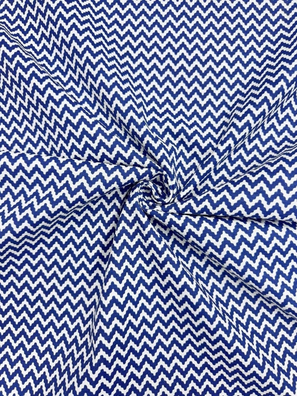 İndigo Zigzag Desen Duck Kumaş - Duck Bezi