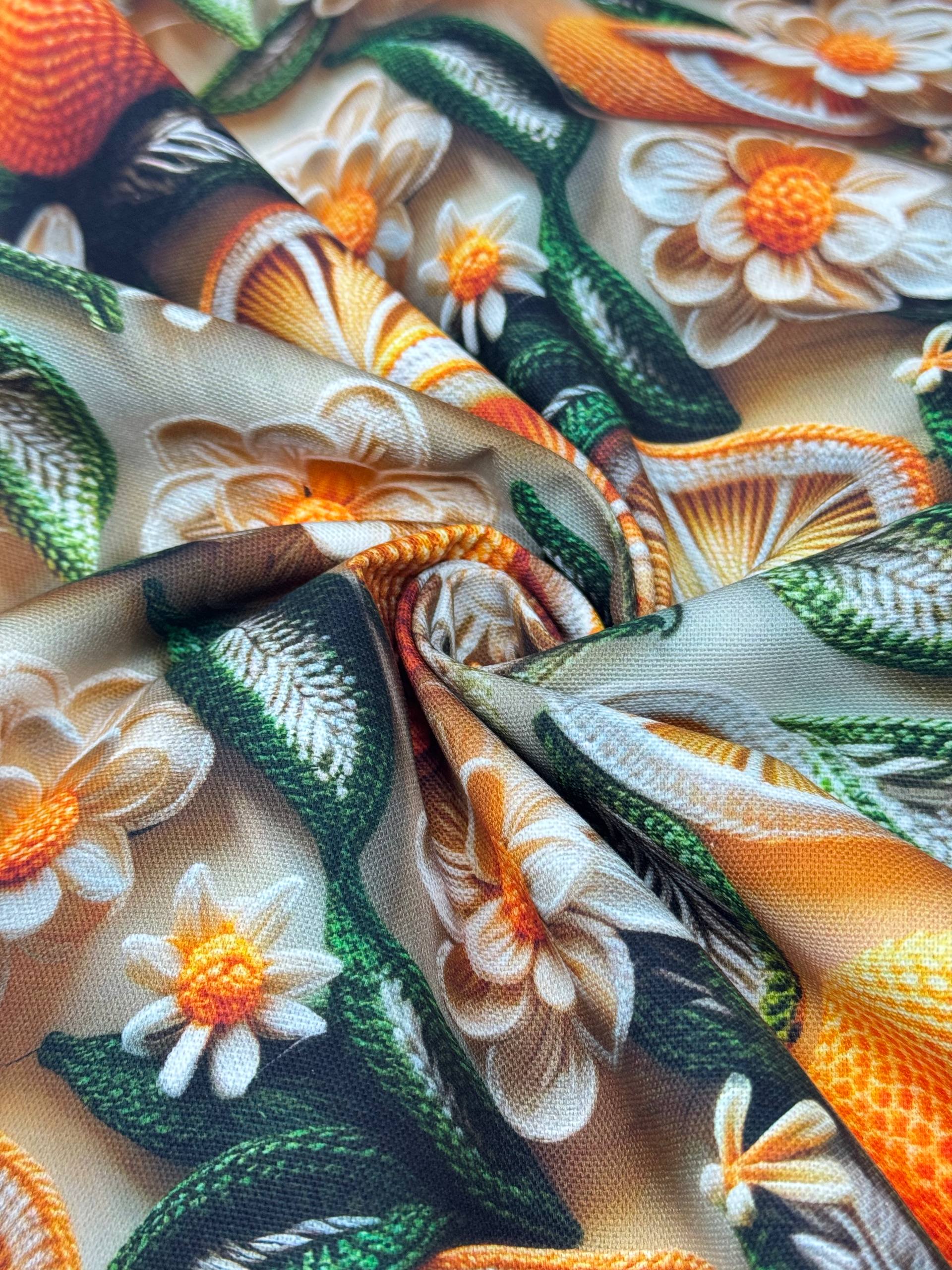 Portakal Desenli Dijital Baskılı Duck Kumaş - Duck Bezi