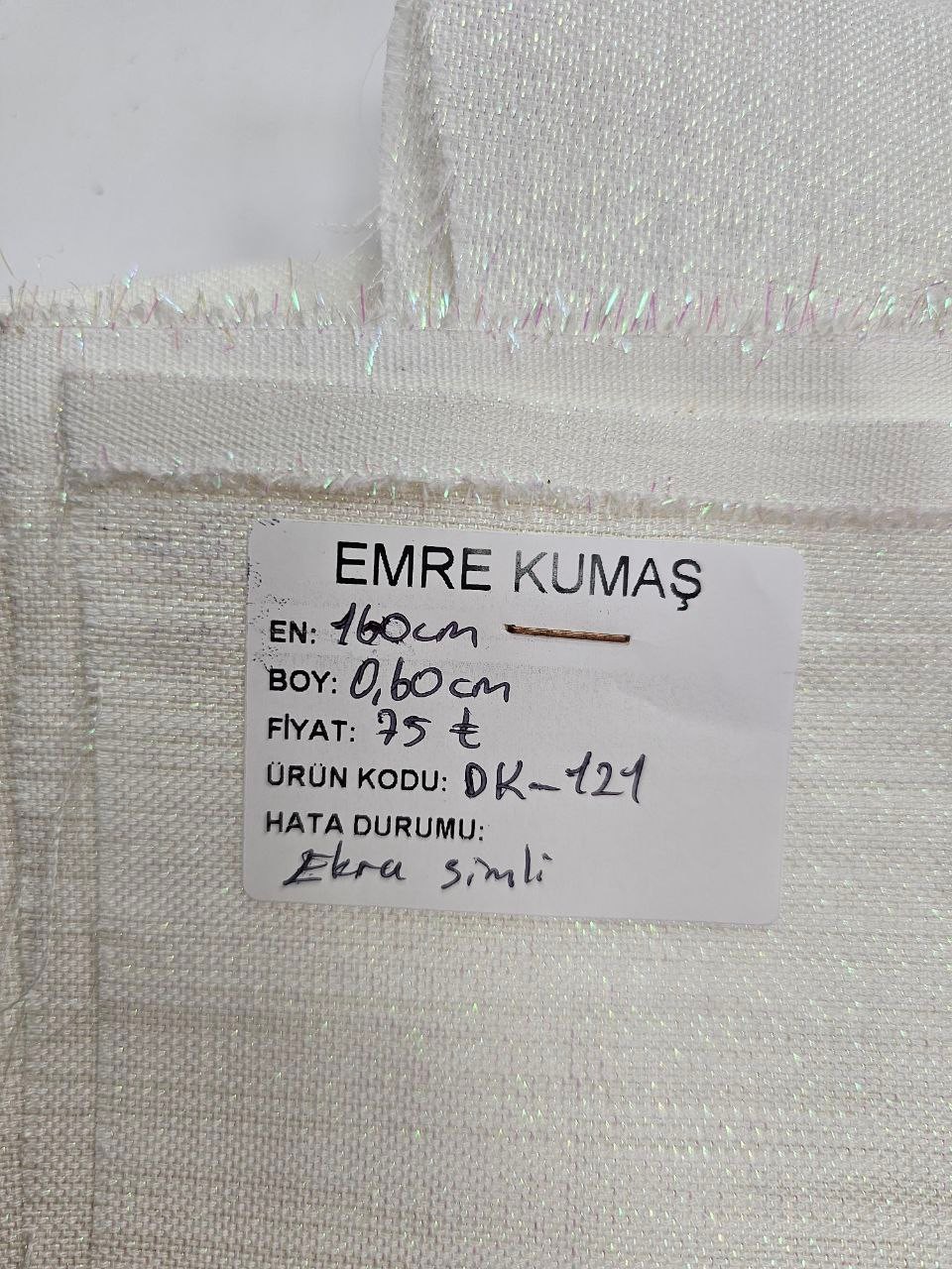 Ekru Renk Simli Gardenya Kumaş