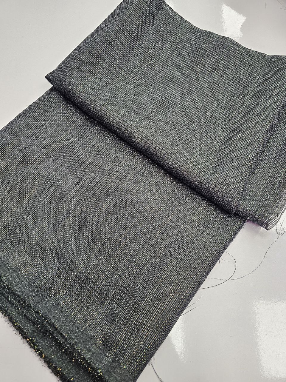 Glittery Anthracite Color Linen Fabric