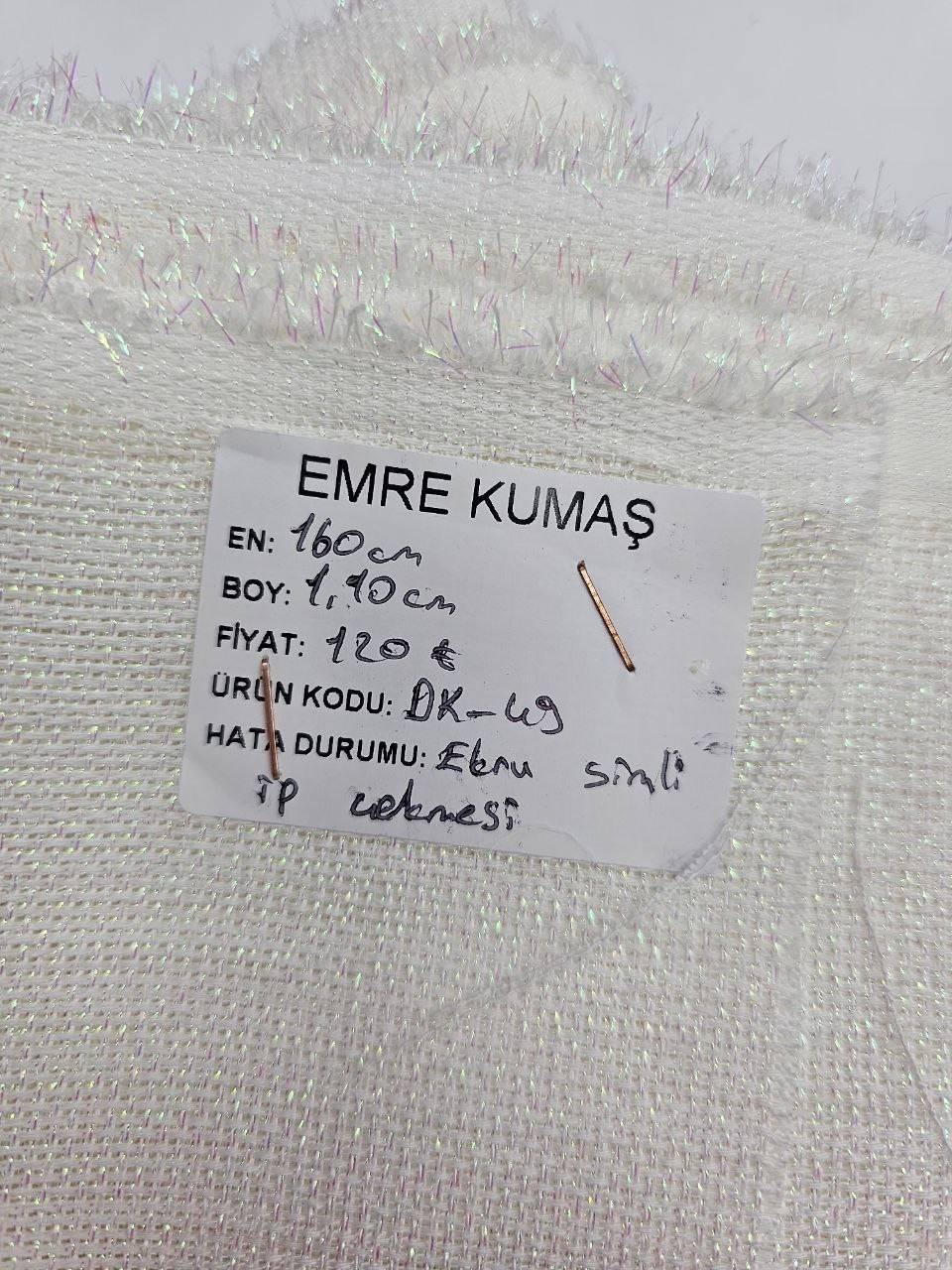 Ekru Renk Simli Linen Kumaş