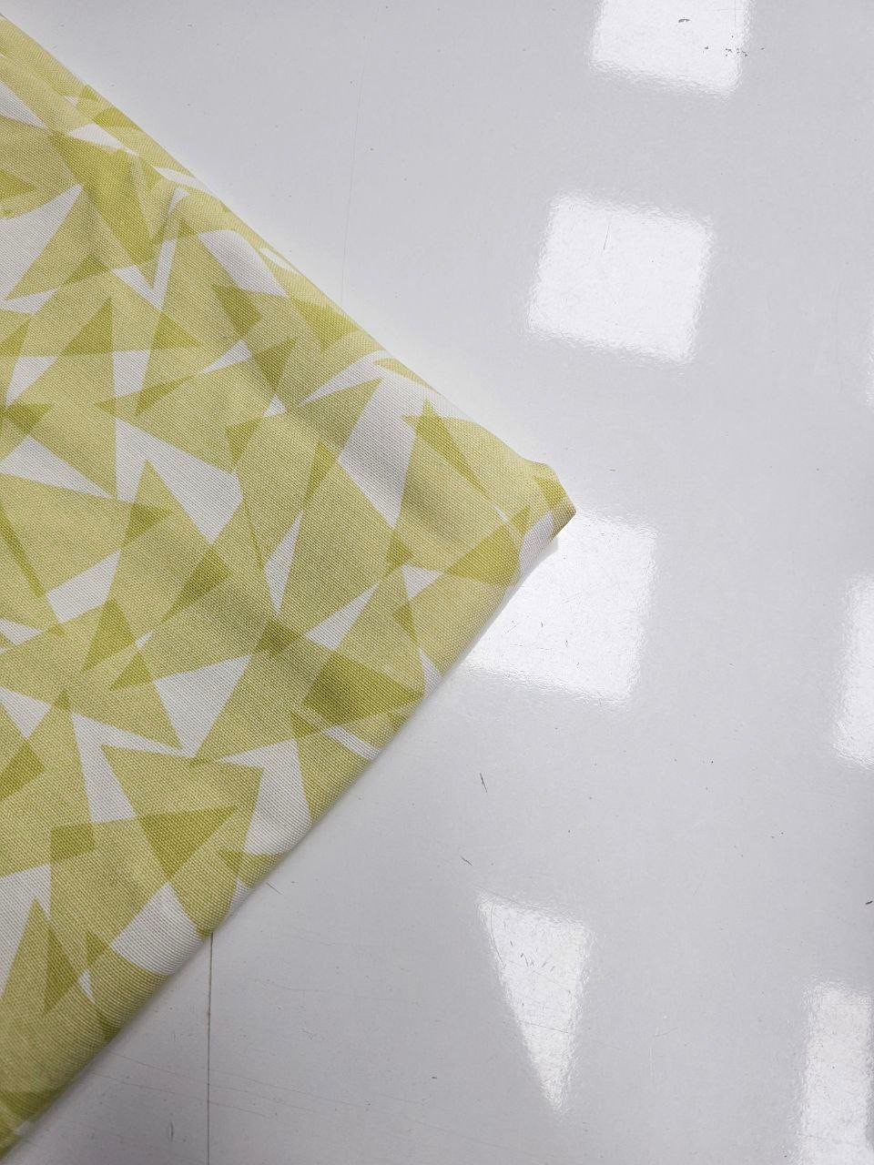 Green Triangle Patterned Duck Fabric