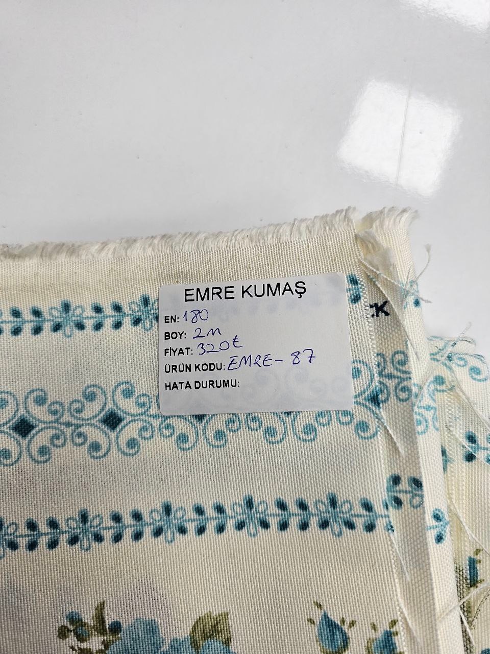 Blue Rose Patterned Duck Fabric