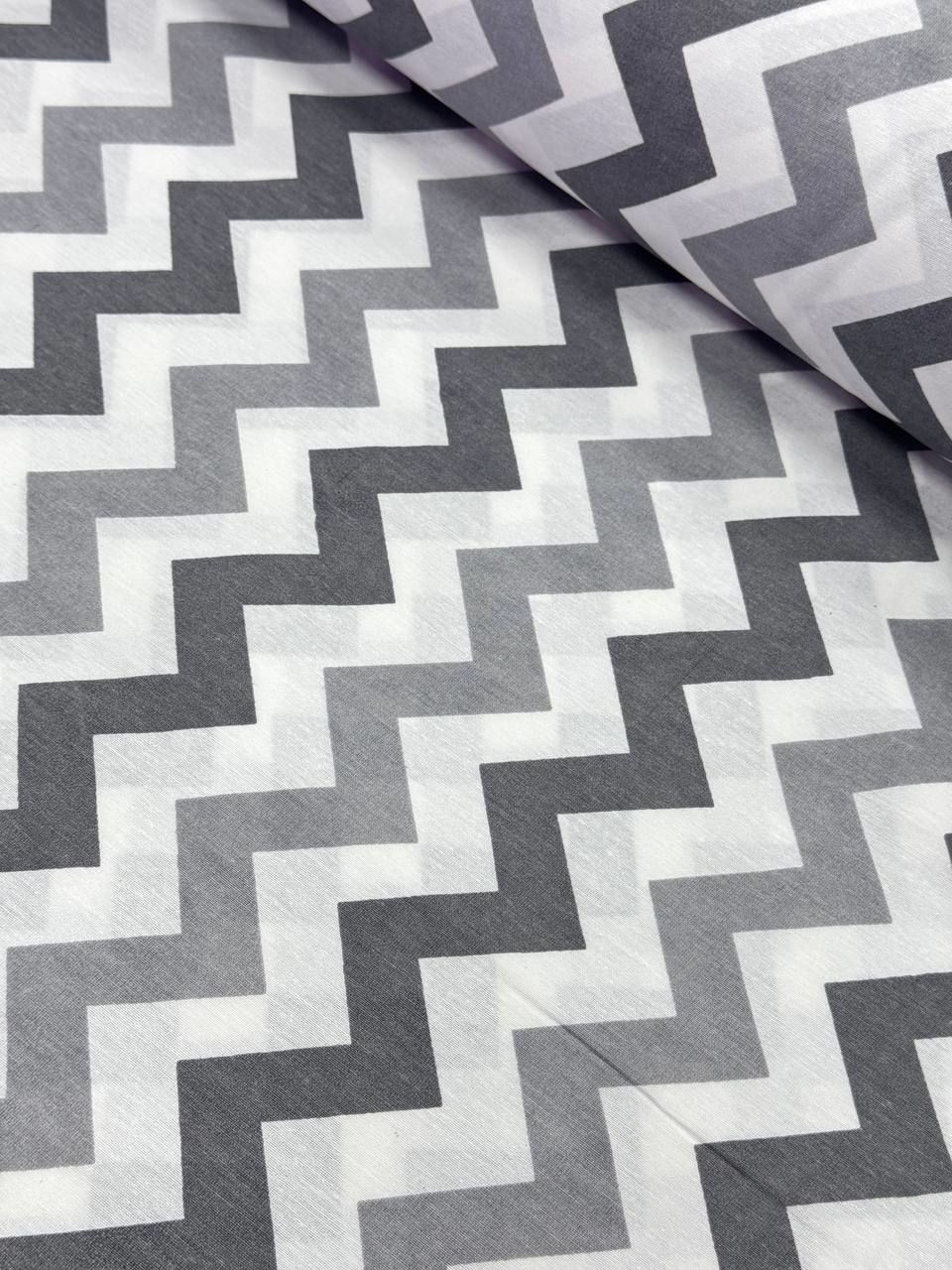 Koyu Gri Zigzag Desenli Nevresimlik  Kumaş