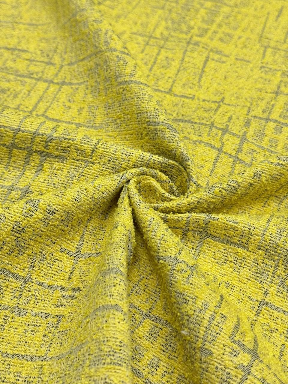 Yellow Gray Striped Linen Upholstery Fabric