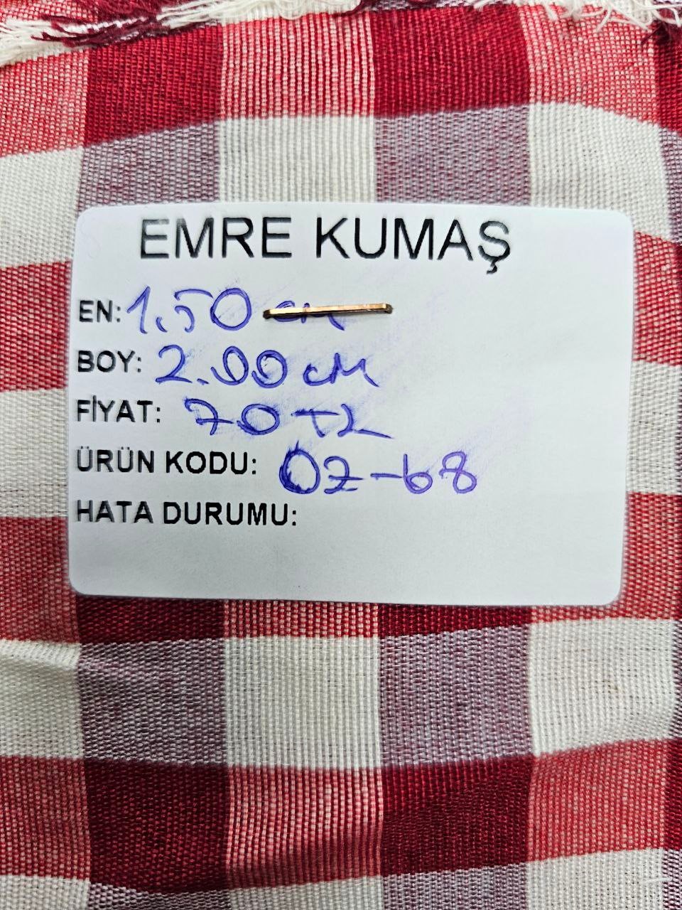 Kırmızı Kareli Zefir Kumaş