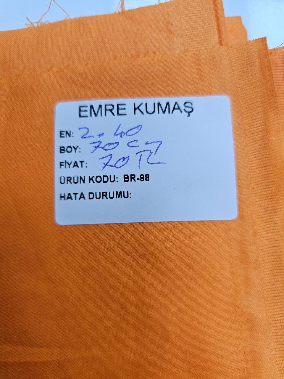 Turuncu Renk Nevresimlik Poplin Kumaş